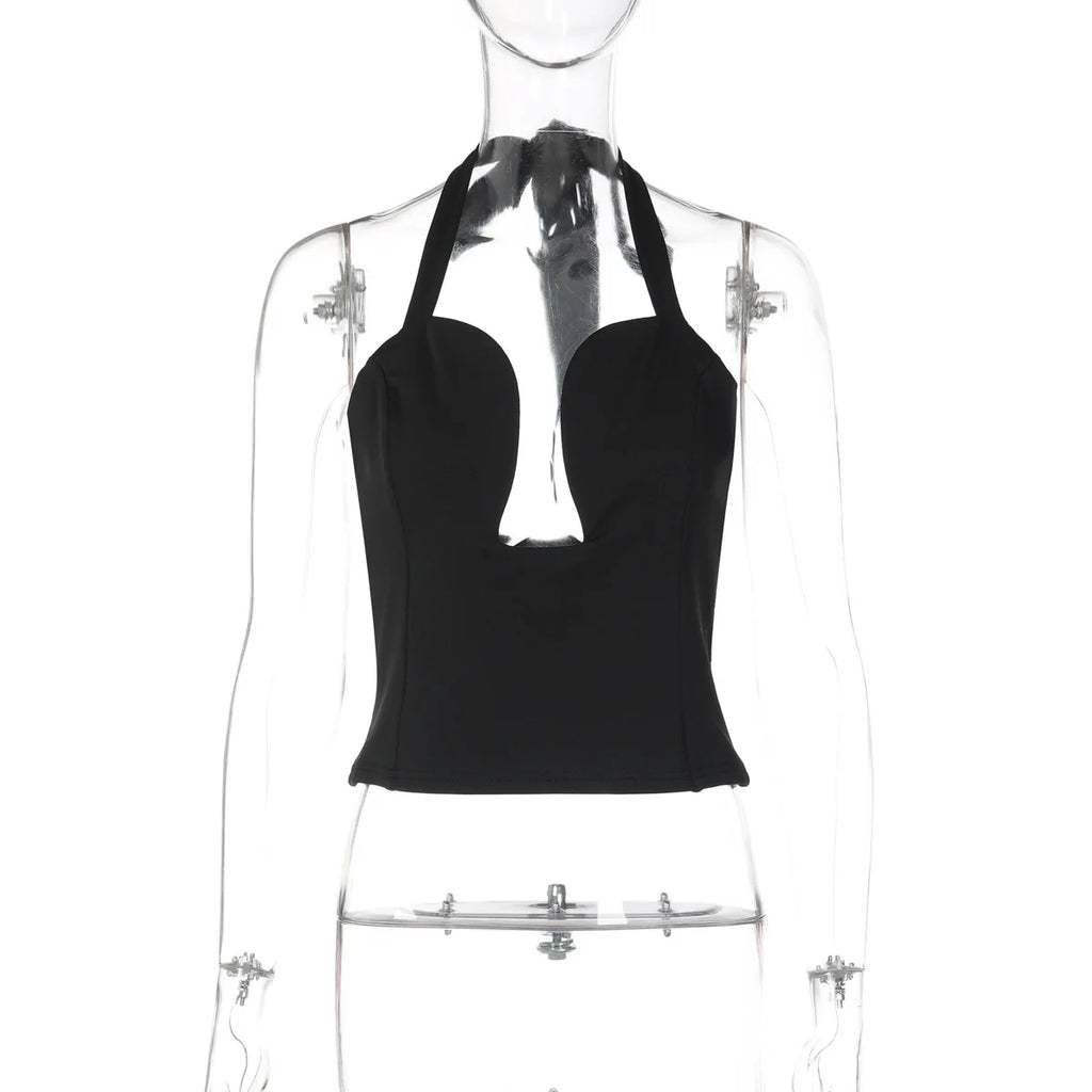 Nola Deep-V Cutout Halter Top One-piece