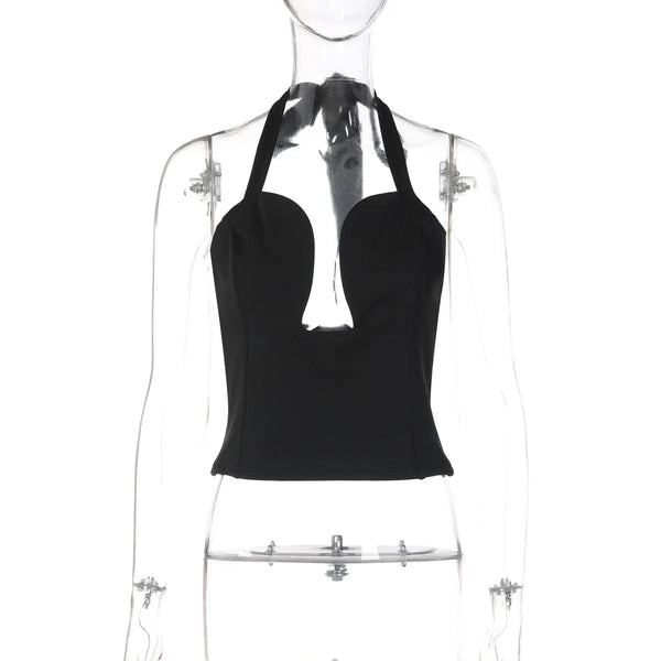 Nola Deep-V Cutout Halter Top One-piece