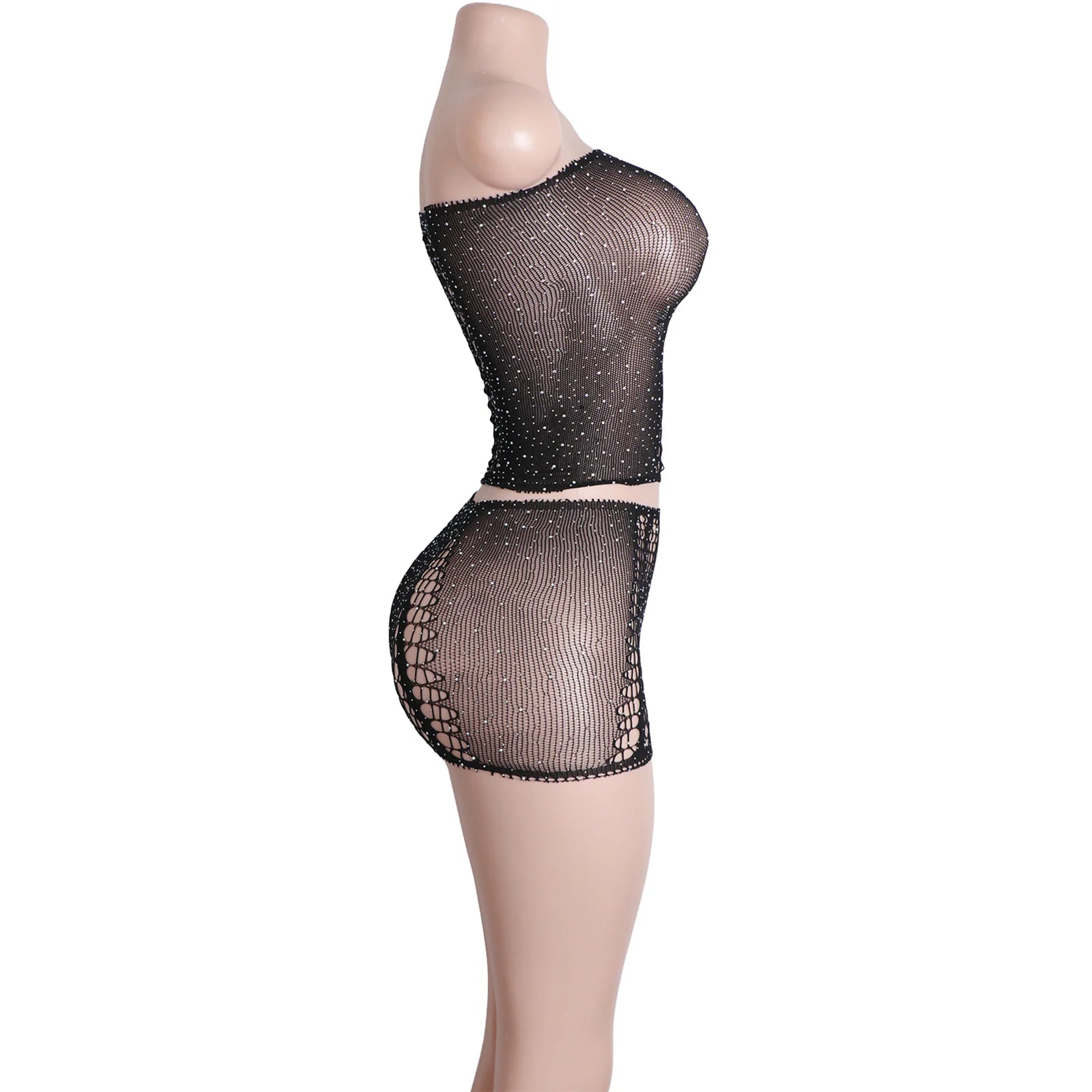 Eclipse Mirage Fishnet Rhinestone Lingerie Two-piece