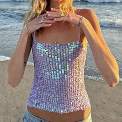 Sienna Sunshine Sequin Spaghetti Strap Party Top