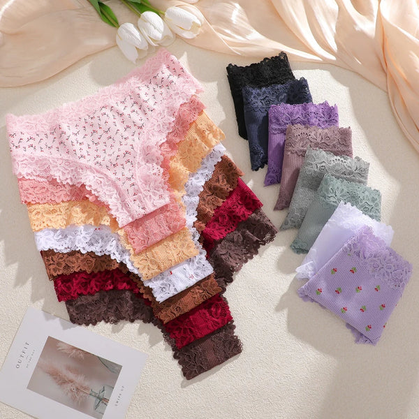 Brielle Floral Lace Bikini Panty Pack Lingerie 3-piece