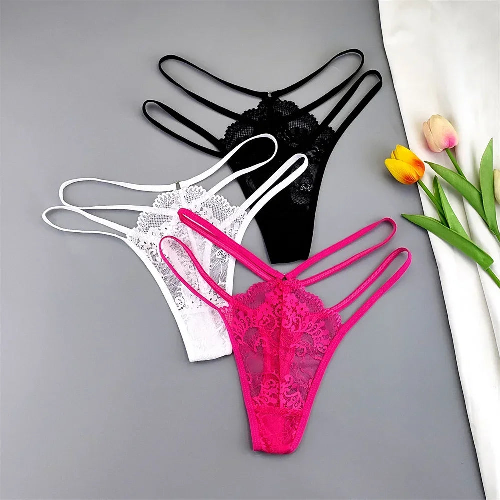Elara Thin-Strap Lace Thong Pack Lingerie 3-piece Secondary image