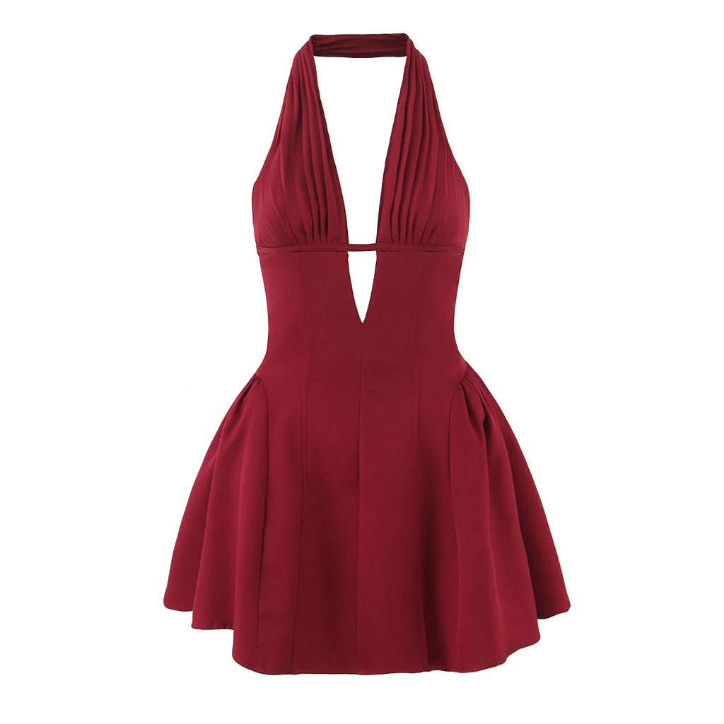 Esme Polka Dot Halter A-Line Mini Dress