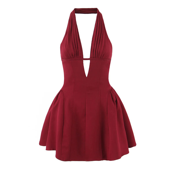 Esme Polka Dot Halter A-Line Mini Dress
