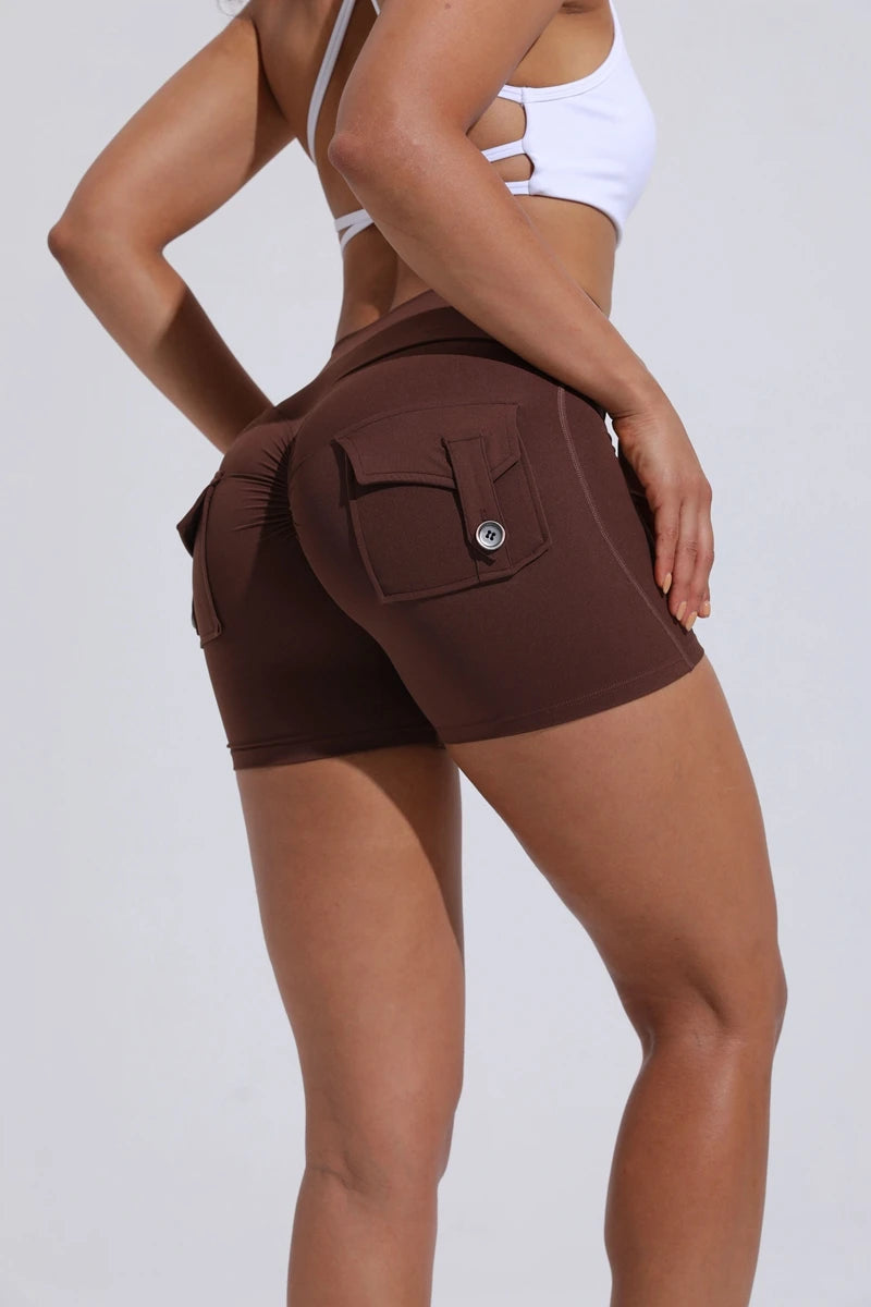 Mira Pocket Scrunch High-Waist Yoga Shorts One-piece