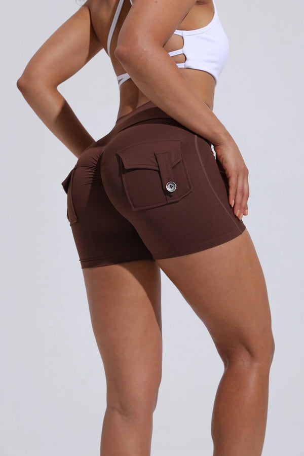 Mira Pocket Scrunch High-Waist Yoga Shorts One-piece