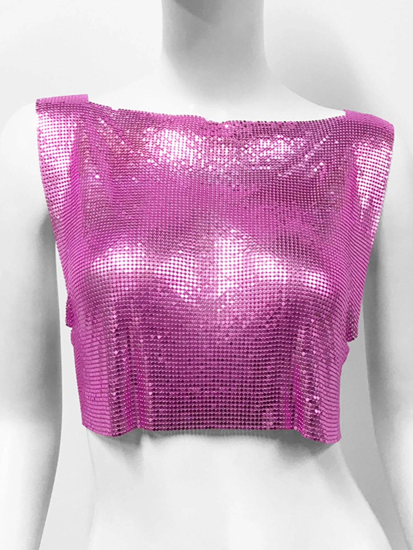 Yvette Metal-Sequin Cropped Tank Top One-piece
