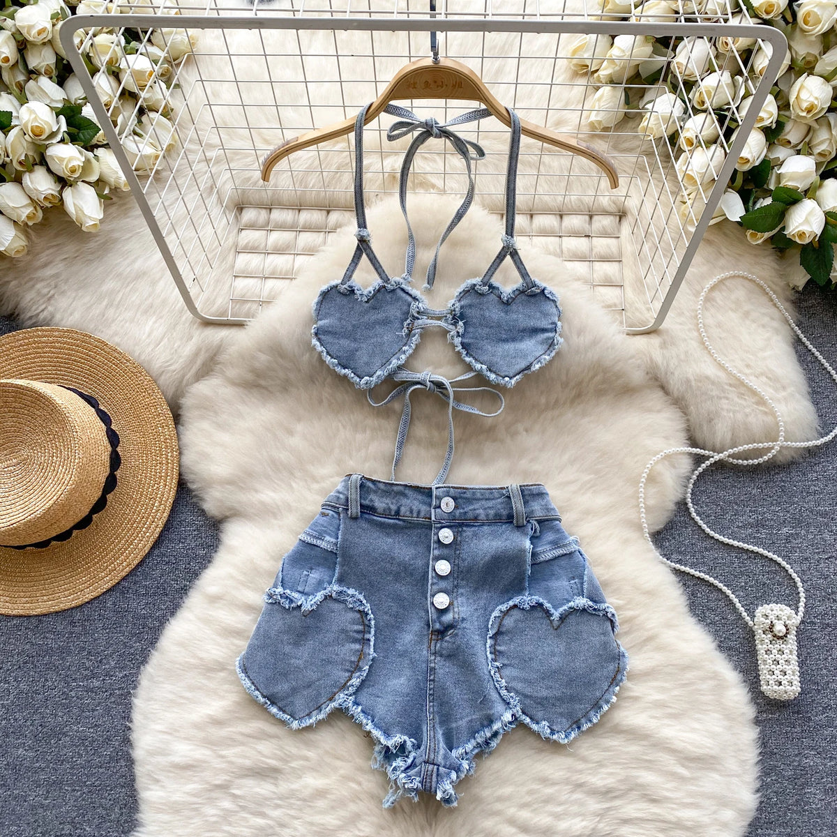 Sable Halter Denim Top & Shorts Two-piece Main image