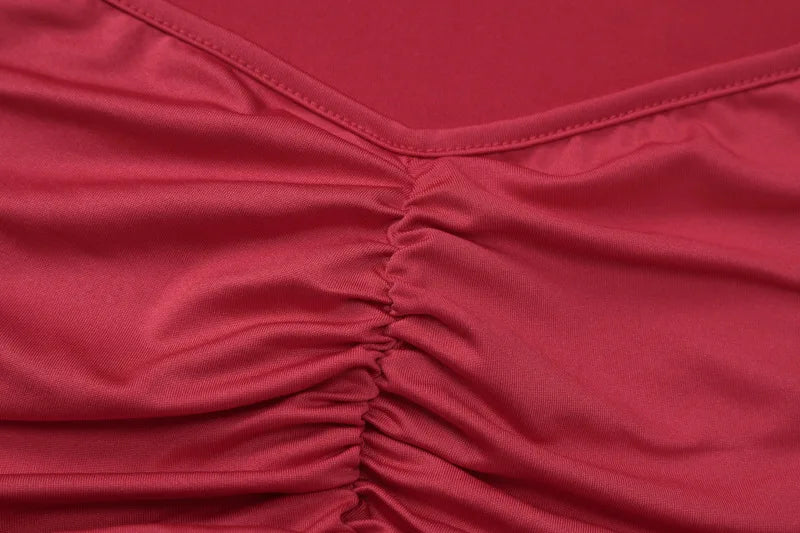 Crimson Ruffle Tie-Back Bodycon Mini Dress