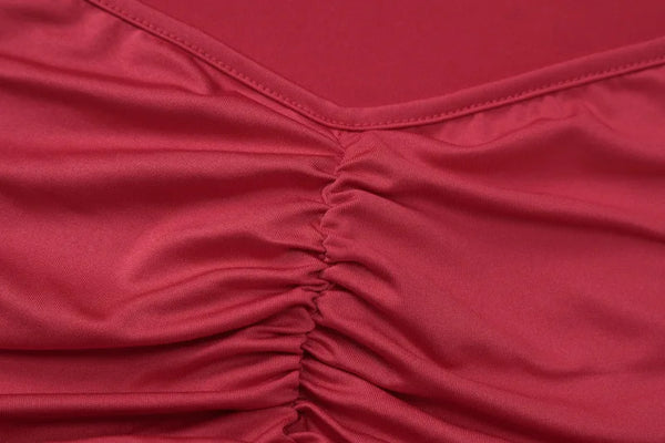 Crimson Ruffle Tie-Back Bodycon Mini Dress