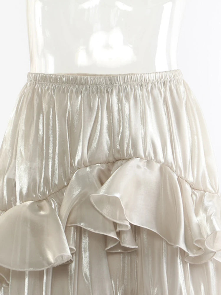 Seraphina Ruffle Satin Midi Skirt One-piece