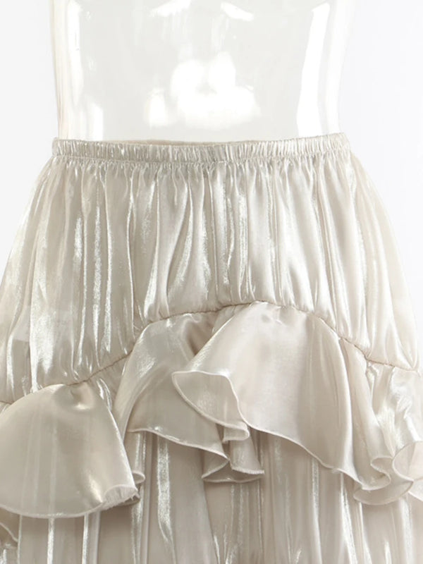 Seraphina Ruffle Satin Midi Skirt One-piece