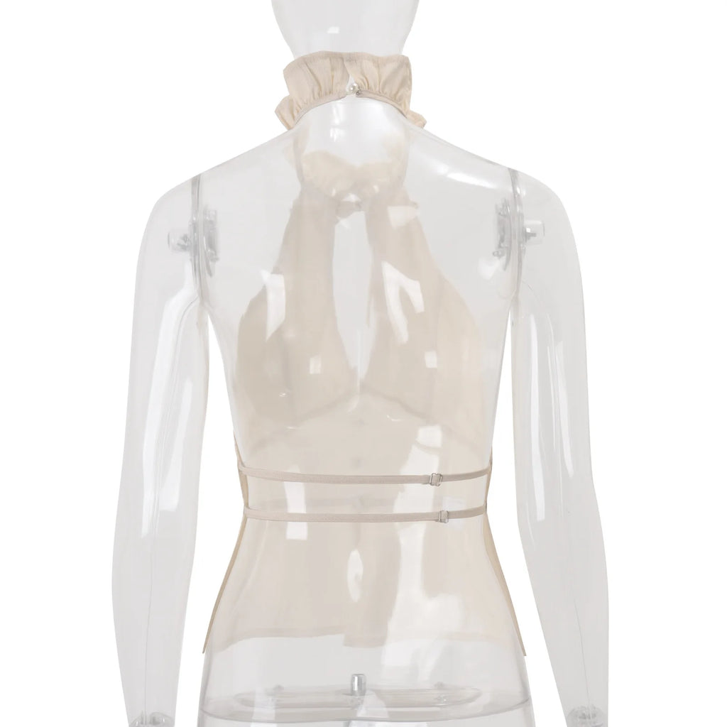 Odette Button Halter Crop Top One-piece