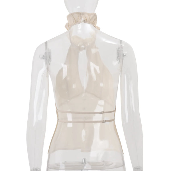 Odette Button Halter Crop Top One-piece
