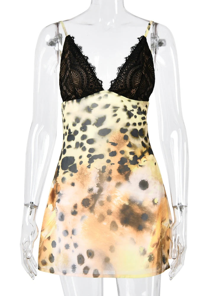 Giselle Leopard Lace A-Line Mini Dress