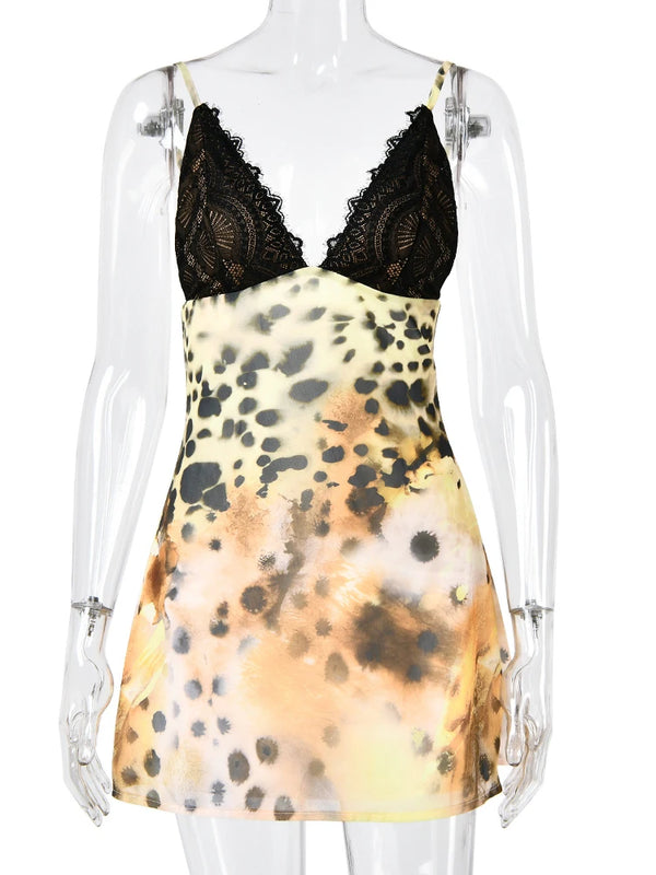 Giselle Leopard Lace A-Line Mini Dress