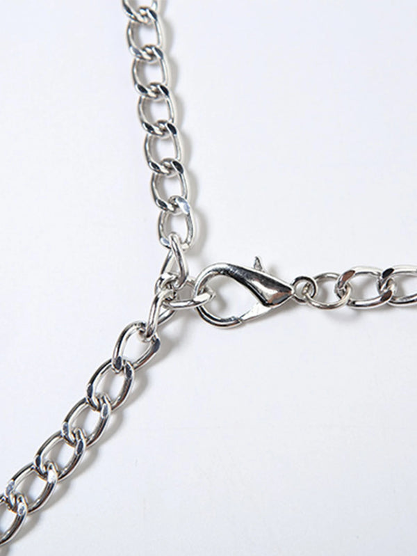 Nyx Silver Chain Halter Crop Top One-piece