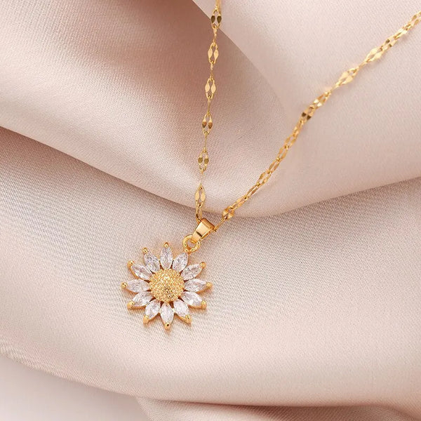 Delia Zirconia Flower Pendant Necklace