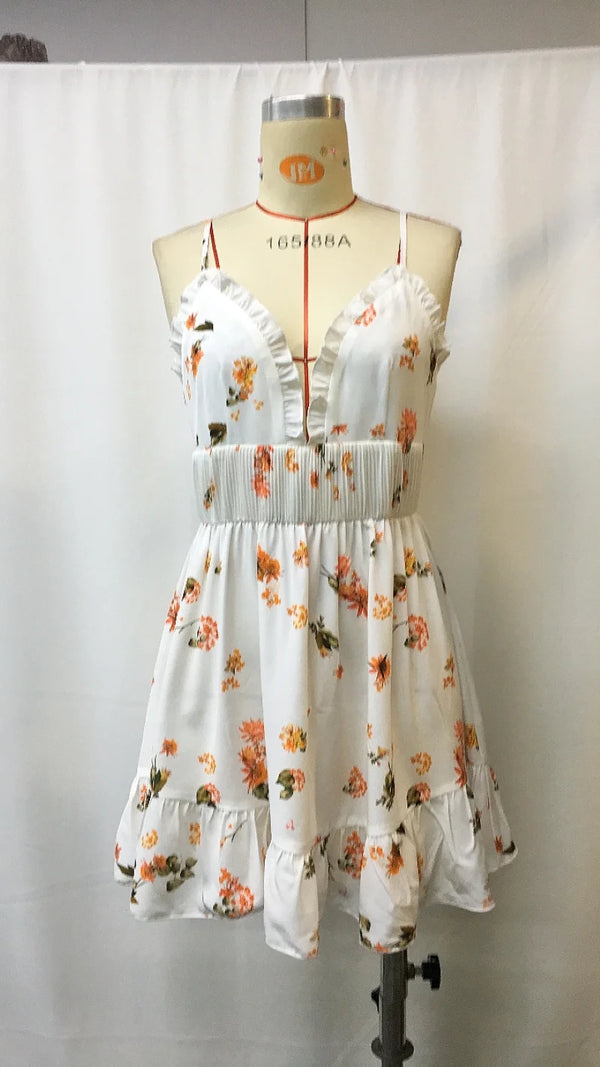 Marina Floral Ruffle Beach Mini Dress