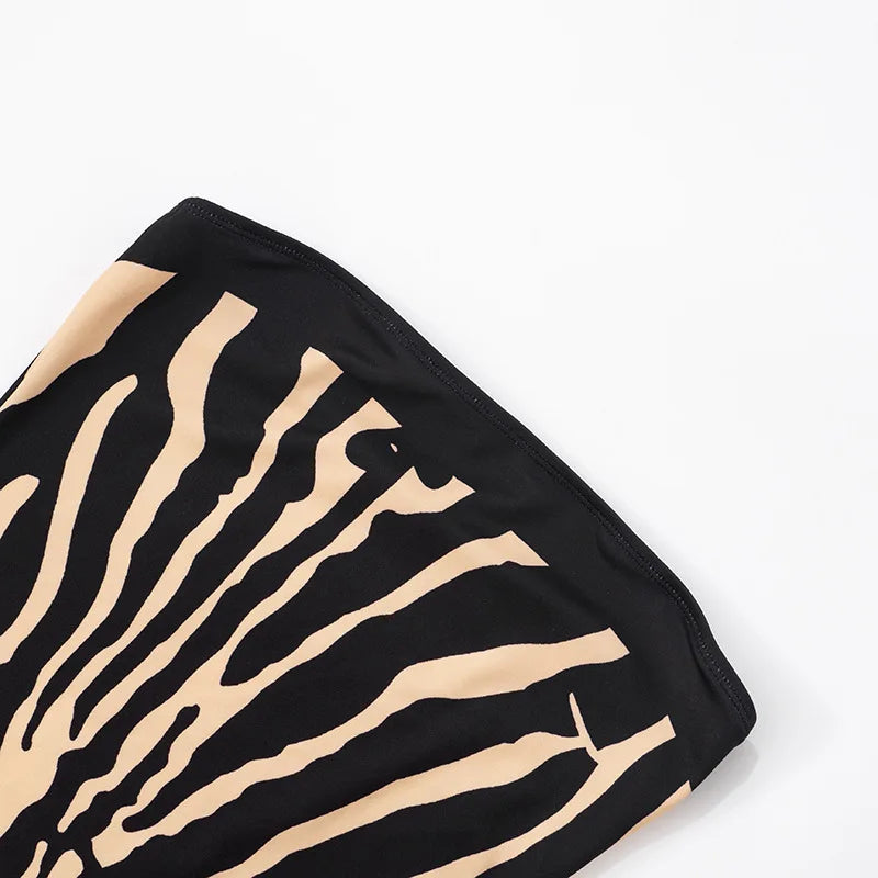 Zuri Zebra-Print Strapless Backless Mini Dress