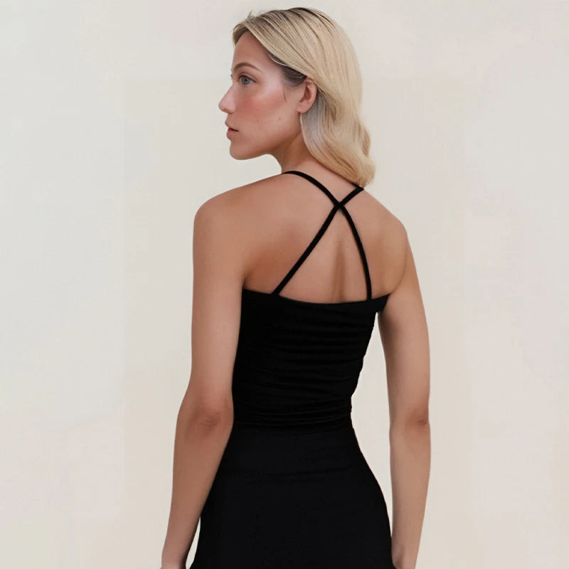 Halter Punk Vintage Y2k Tops Sexy Subculture Gothic American Retro Casual Chic Wrap Chest Tanks Black Summer 2024 Women Camis