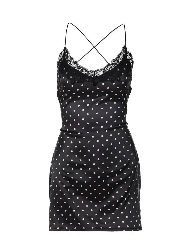 Alessandra Polka-Dot Lace-Up Mini Dress
