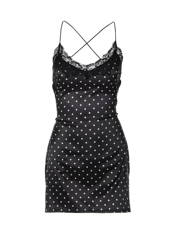 Alessandra Polka-Dot Lace-Up Mini Dress