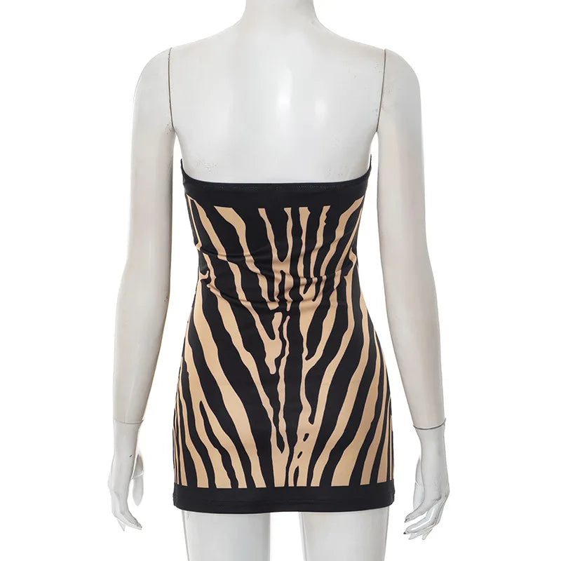 Sabine Zebra Strapless Bodycon Mini Dress