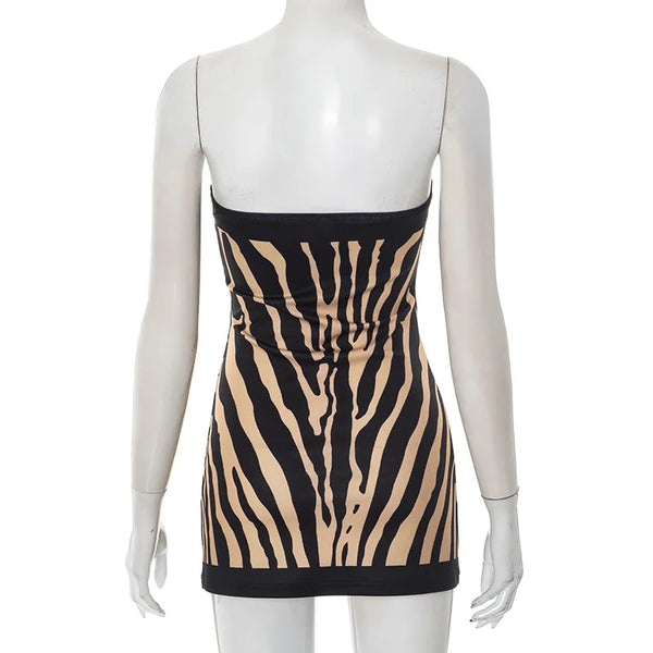 Sabine Zebra Strapless Bodycon Mini Dress