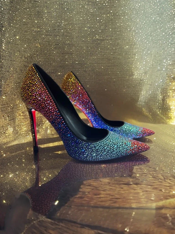 Viorica Ombré Rhinestone Pointed-Toe Stiletto Pumps