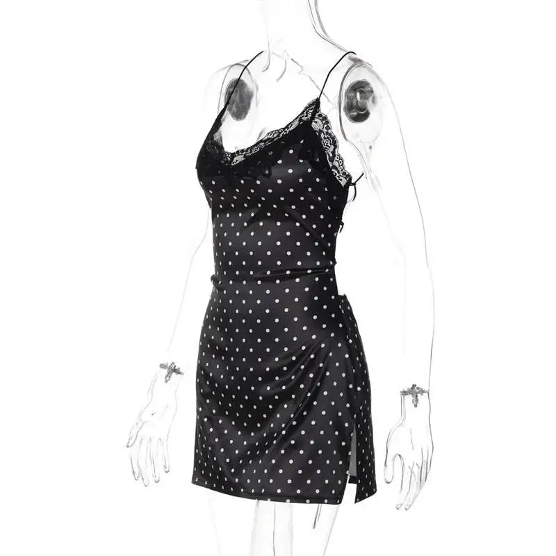 Alessandra Polka-Dot Lace-Up Mini Dress