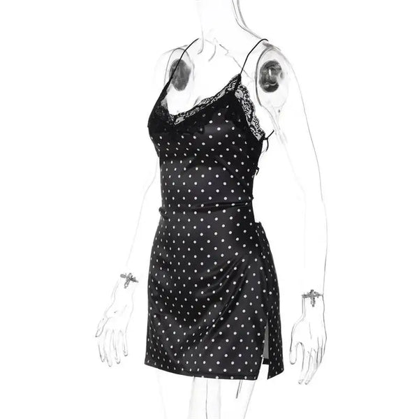 Alessandra Polka-Dot Lace-Up Mini Dress