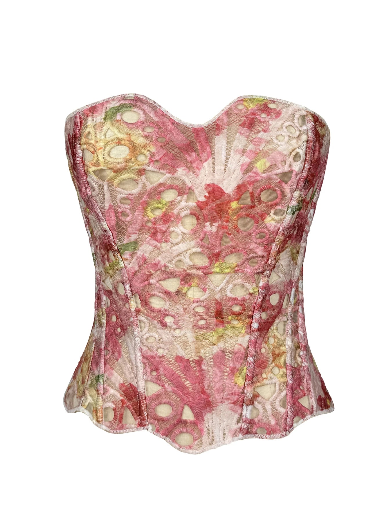 Nadia Tie-Dye Backless Corset Crop Top