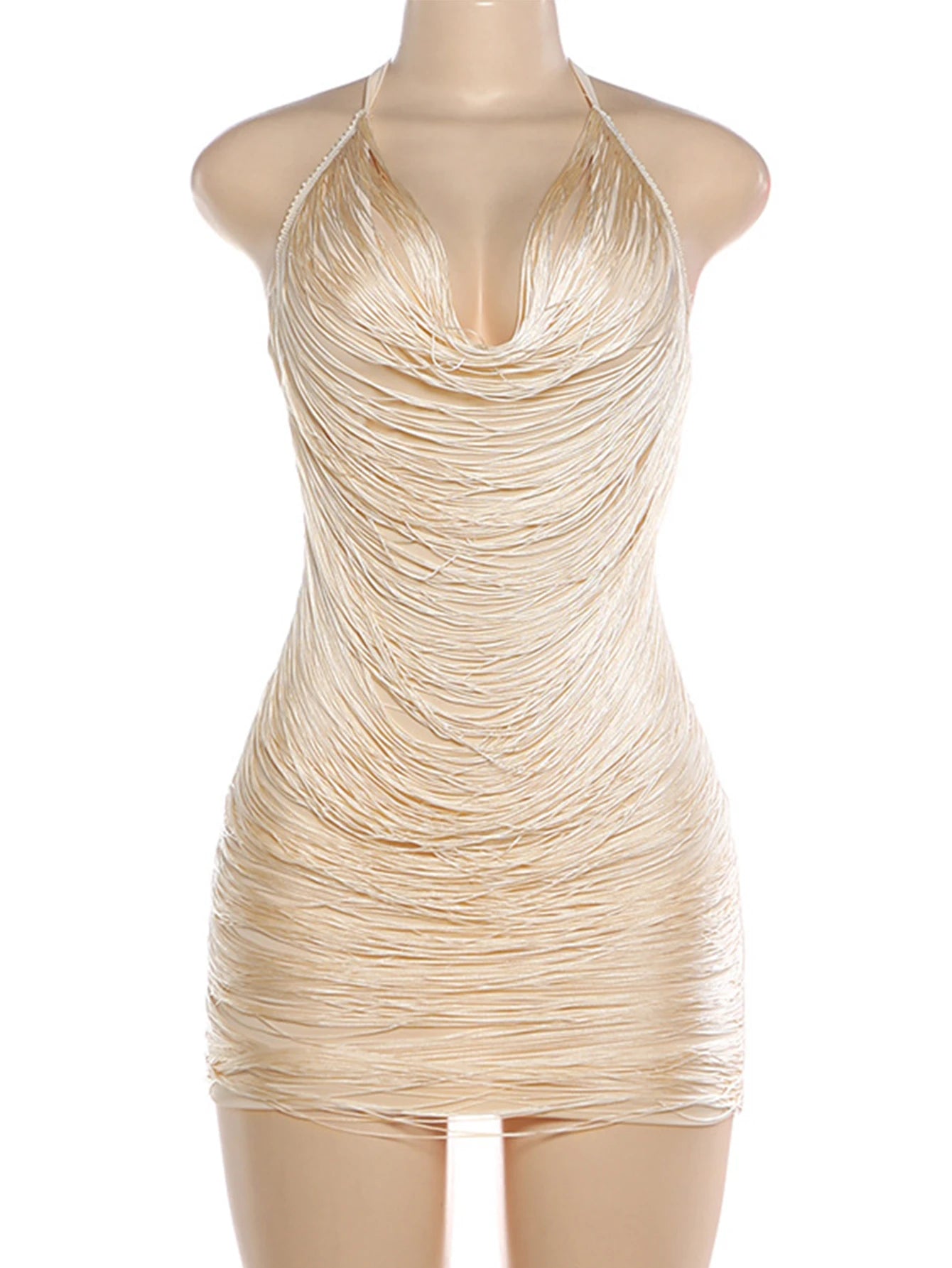 Davina Tassel Backless Bodycon Mini Dress