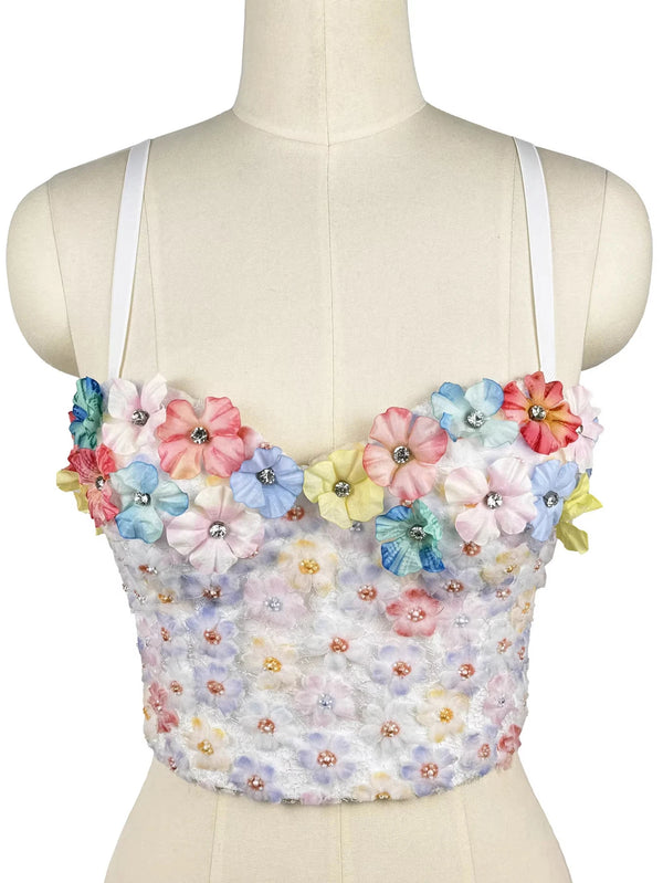 Sexy floral rhinestone corset tanks top women summer club party tops for woman clothing black halter crop top fashion streetwear