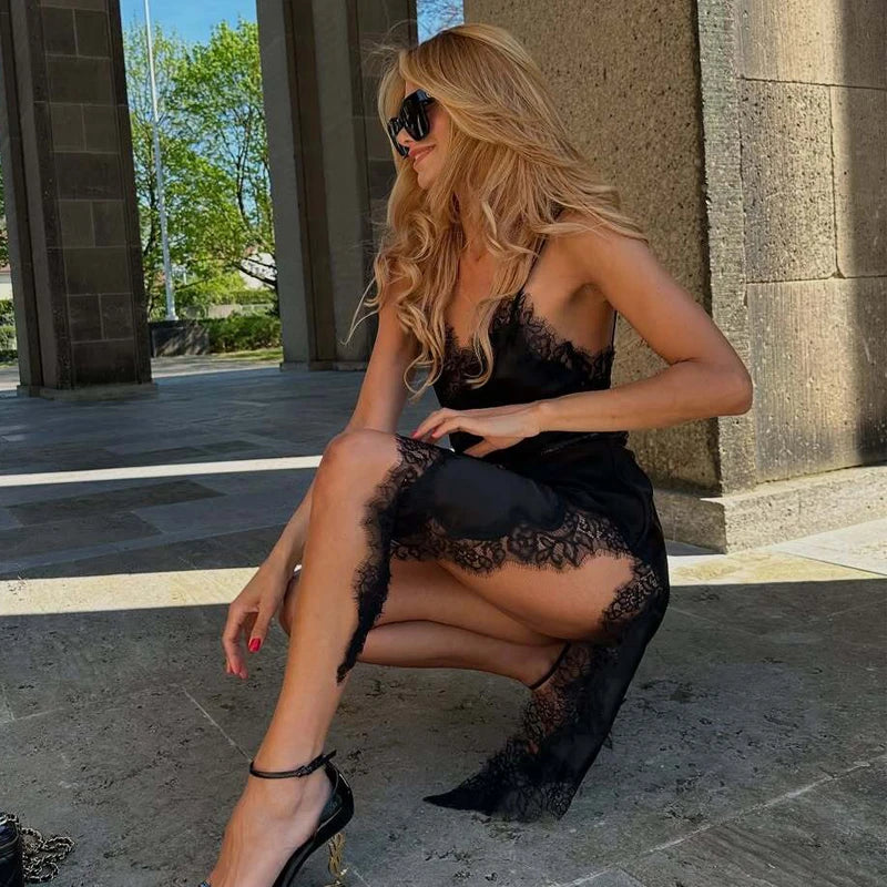 Dahlia Multi-Style Lace-Trim Backless Slip Mini Dress