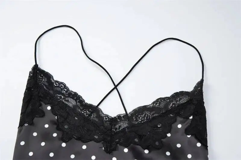 Alessandra Polka-Dot Lace-Up Mini Dress