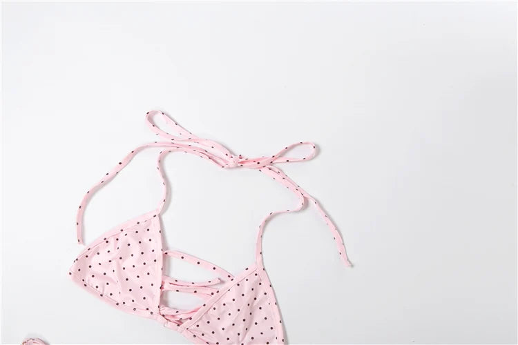 Alessia Lace Polka Dot Printed Bikini Three-Piece