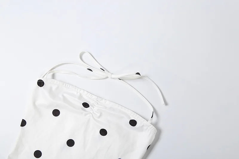 Demi Polka-Dot Halter Capri Pants Set Two-piece