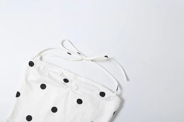 Demi Polka-Dot Halter Capri Pants Set Two-piece