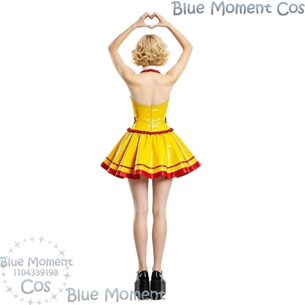 Ruby Red & Yellow Patent Server Cosplay Costume Set with Tie & Striped Socks