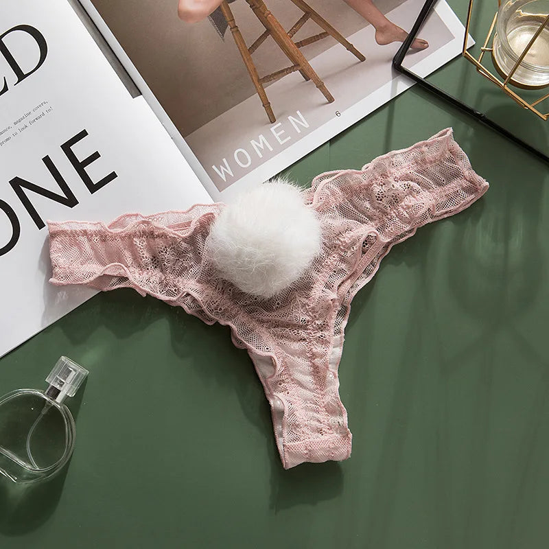 Colette Lace Mesh Bunny-Tail Panty Lingerie One-piece