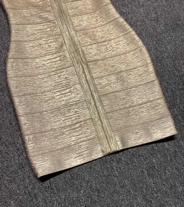 Clemence Metallic Gold Bandage Bodycon Mini Dress