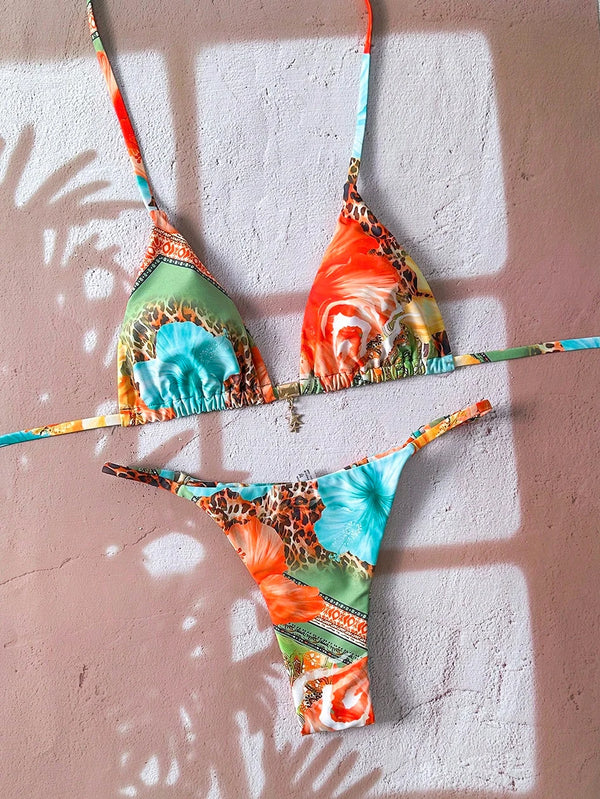 Bella Leopard Print Triangle Bikini Set