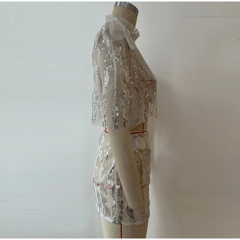 Seraphina Sequin Sheer Top & Mini Skirt Collection