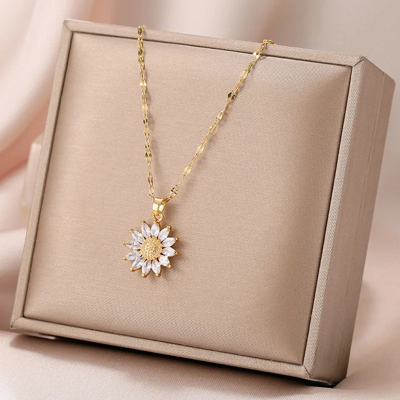 Delia Zirconia Flower Pendant Necklace