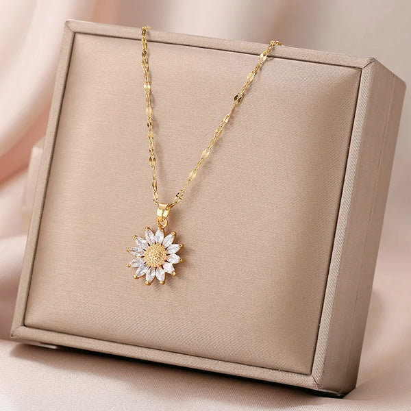 Delia Zirconia Flower Pendant Necklace