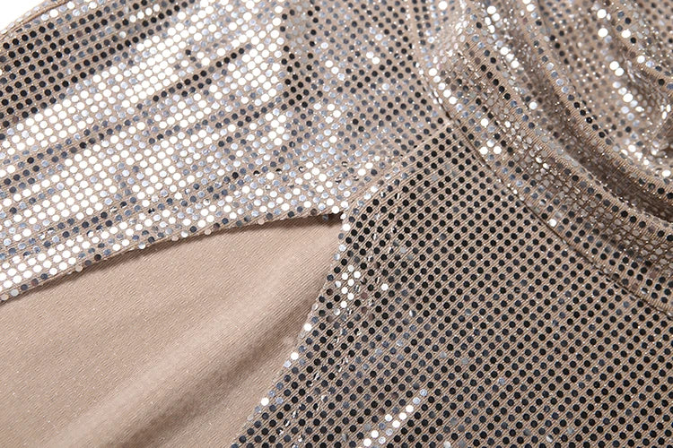 Theodosia Strapless Sequin Ruched Slit Maxi Gown