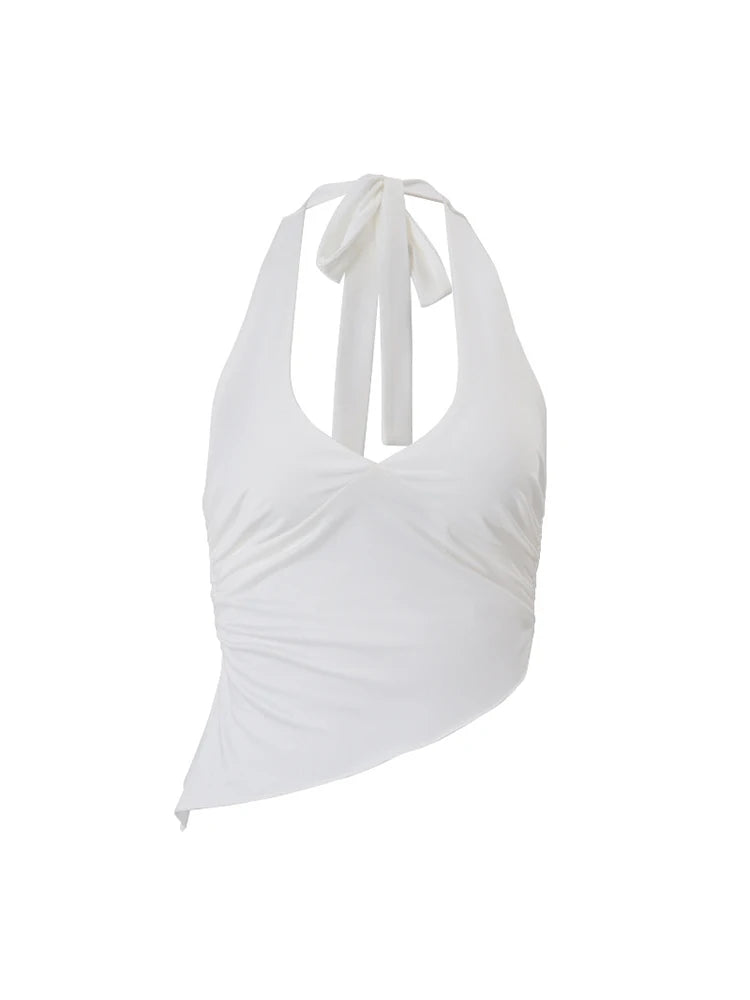 Isabella Halo Ruched Halter Sleeveless One-piece Top