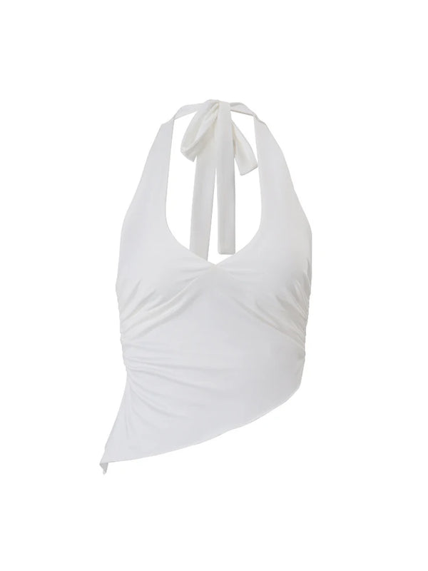 Isabella Halo Ruched Halter Sleeveless One-piece Top